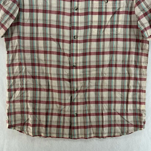Toad & Co Button-Up Shirt Men's Sz L Red Beige Plaid Collared Chest Pocket - Picture 7 of 12